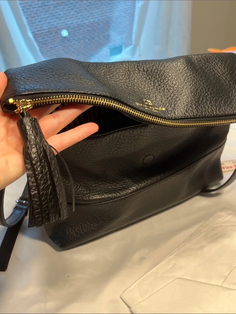 Kate Spade New‎ York Black Pebbled Leather Crossbody Shoulder Bag